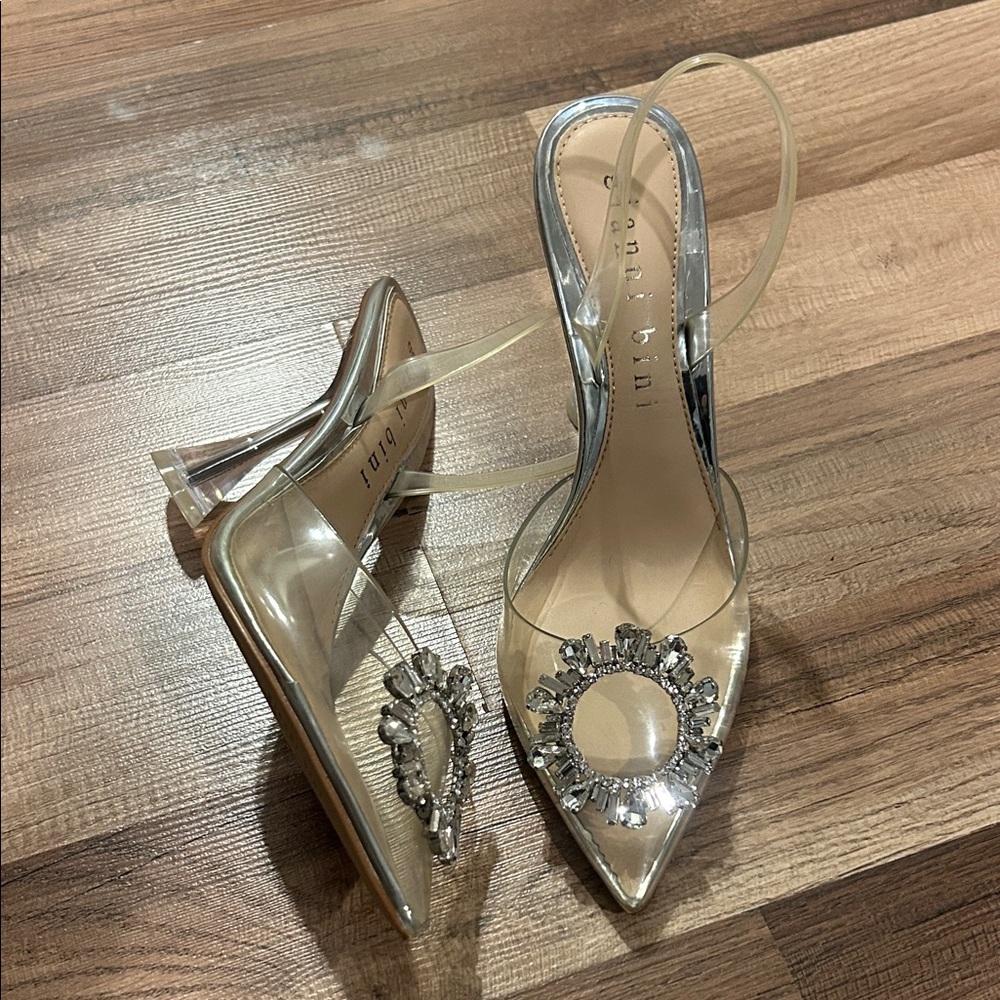 Gianni Bini  Women's Clear slingbacks with Rhinestone Detail - Cinderella shoes!